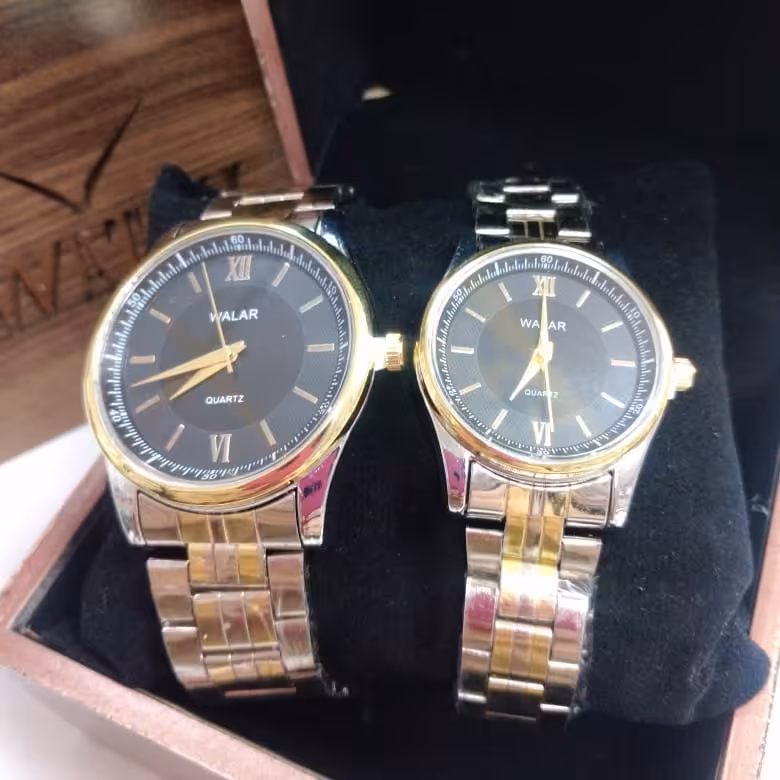 ساعت ست زنانه و مردانه والار استیل سفید طلایی
