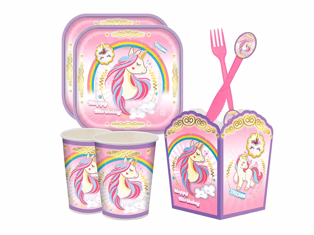 پک تم تولد دخترانه اسب تک شاخ (6 تکه)