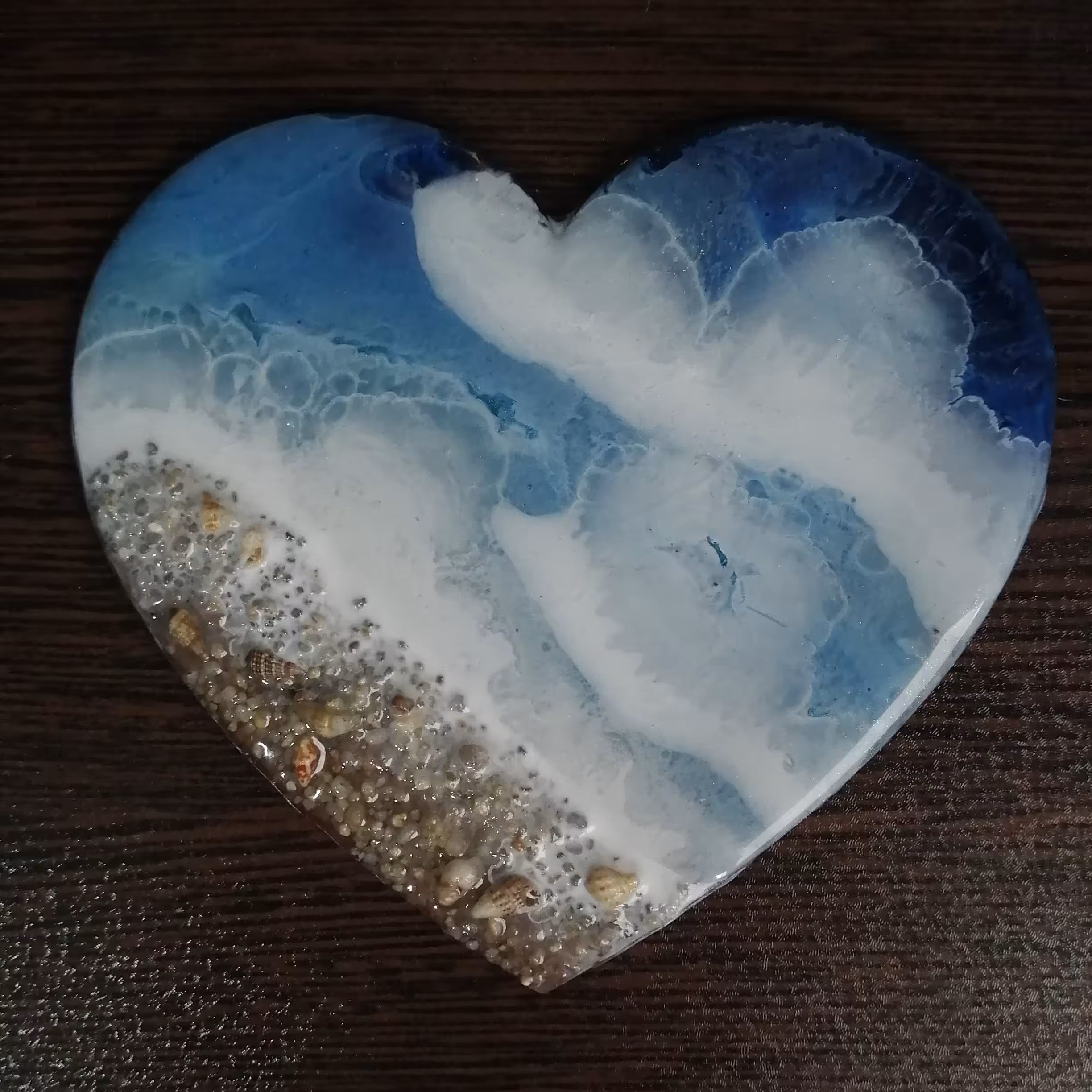 زیرلیوانی رزینی طرح اقیانوس قلبی مناسب هدیه