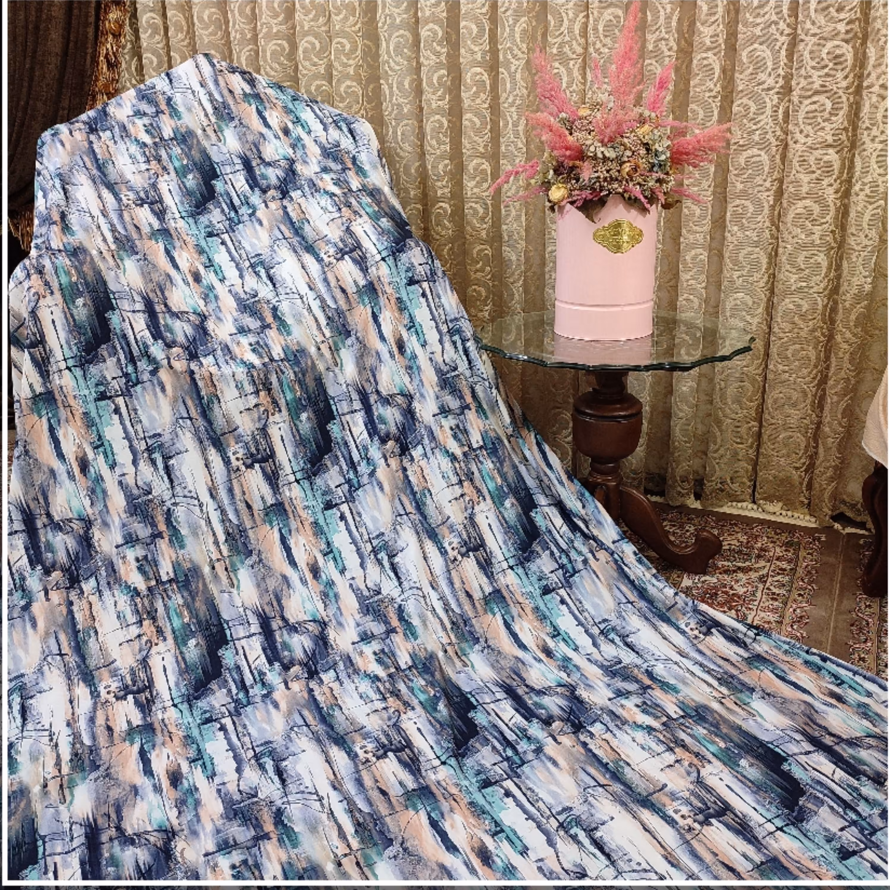 قواره چادر رنگی سوپرسافت طرح آبرنگی