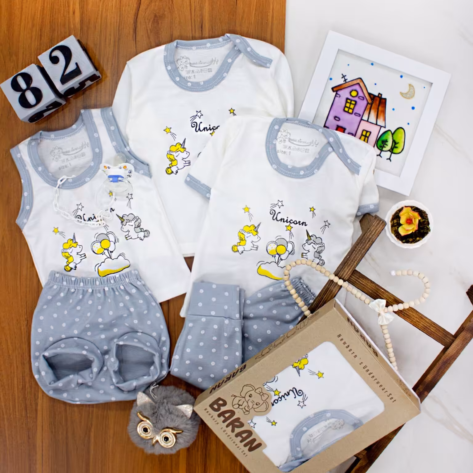 پنج تکه جعبه ای طرح اسب تک شاخ