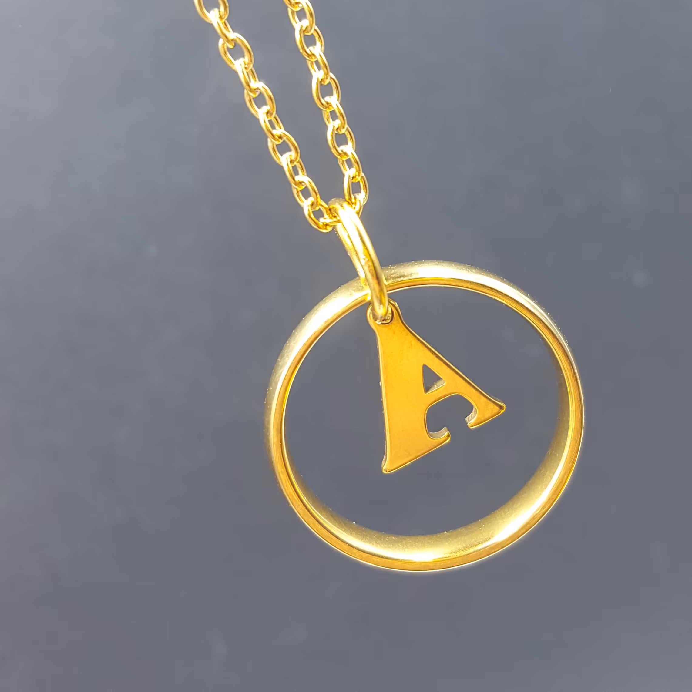 گردنبند حروف حلقه استیل ضد حساسیت روکش طلا رنگ ثابت کد 600