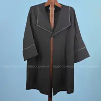 مانتو 7307 کرسپو وارداتی جلو باز نوآر دوزی شده مشکی دو سایز بزرگ 44-60 ارسال رایگان 