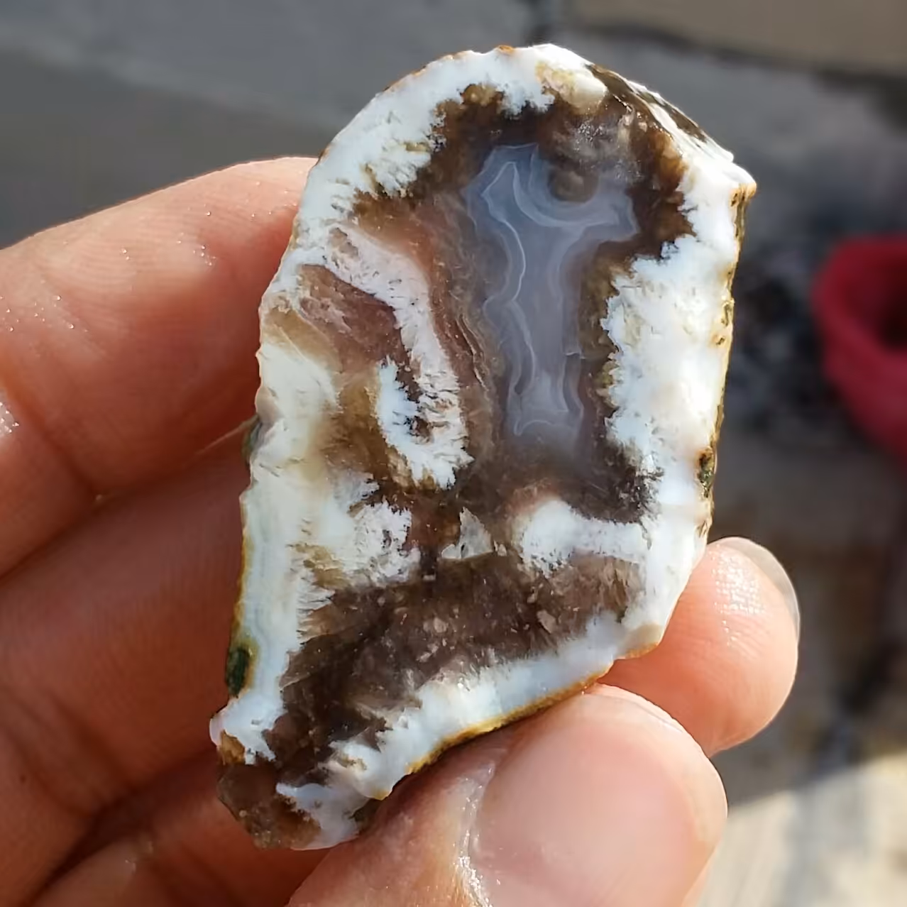 اسلایس سنگ راف عقیق سلیمانی سه بعدی رنگی منظره دار بسیار زیبا و خاص 100 در 100 طبیعی  
کد 12020