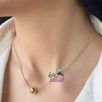گردنبند دخترانه ساده و شیک با توپک استیل و آبکاری طلا