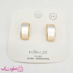 گوشواره دخترانه میخی صدفی طلایی