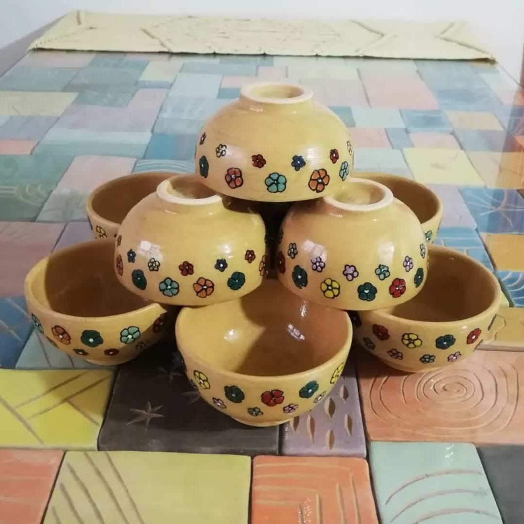 ماست خوری سفالی طرح مینا