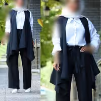 سه تیکه مکانیک جنس مکانیک شومیز داکرون رنگ طوسی و مشکی فری سایز 36 تا 46