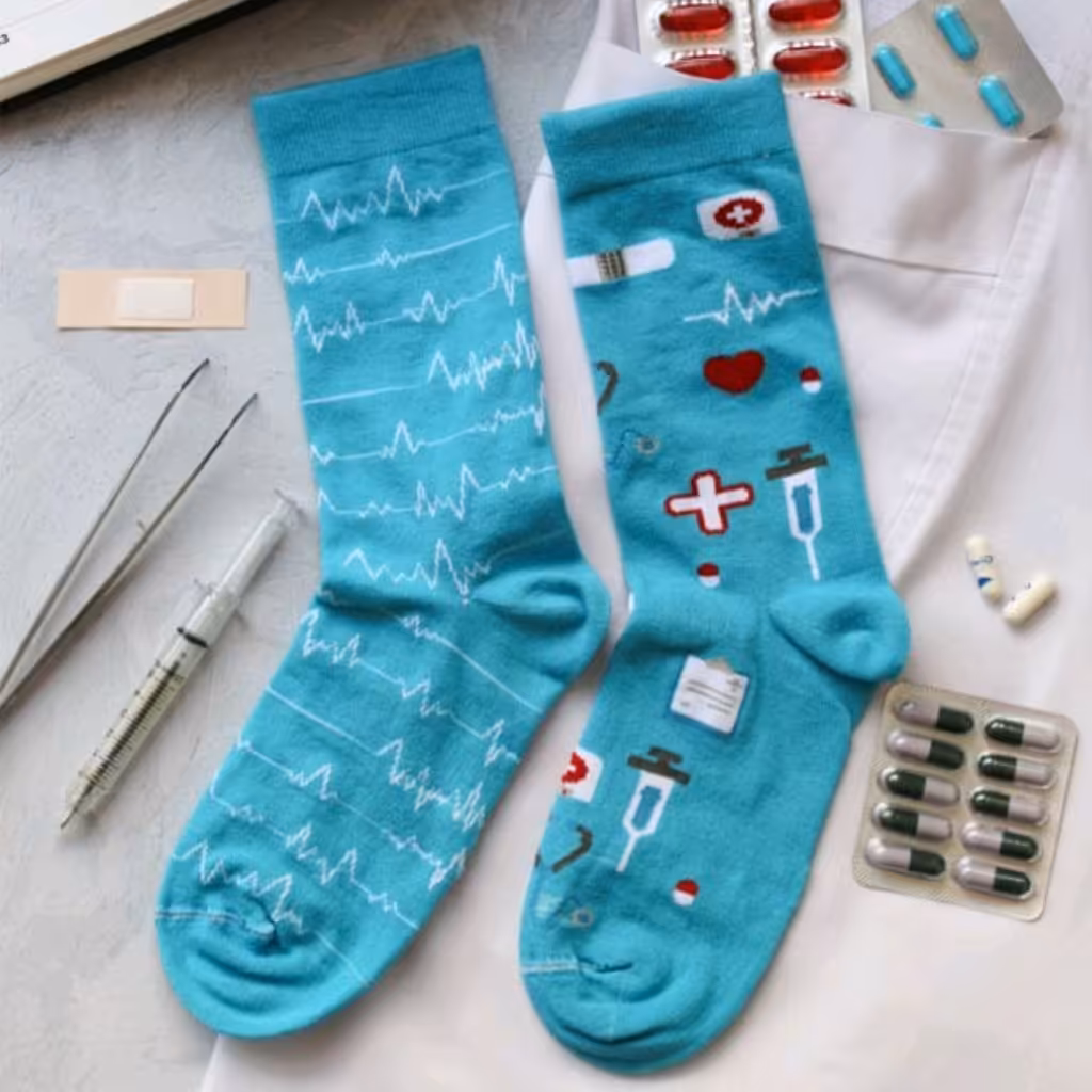 جوراب ساقدار طرح پزشکی برند السوان کد 55 نخ 80درصد الیاف طبیعی و نانو شده