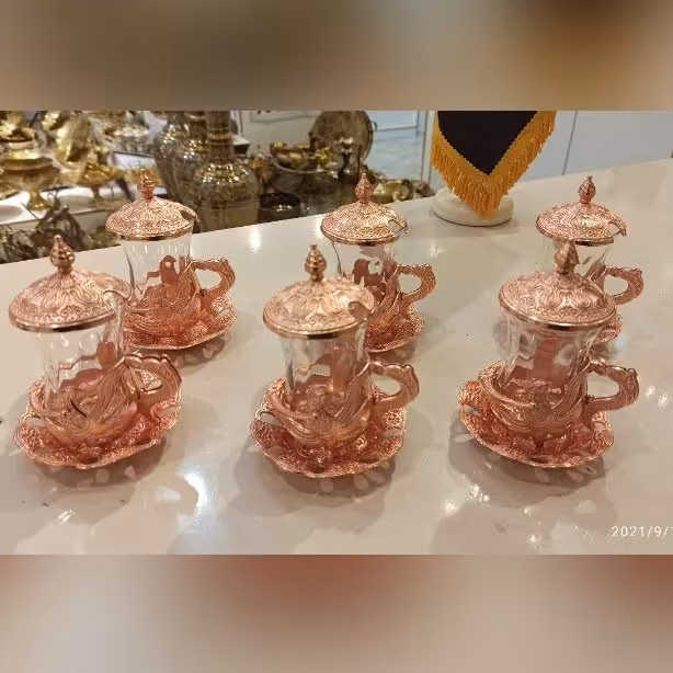 چایی خوری درب دار مسی