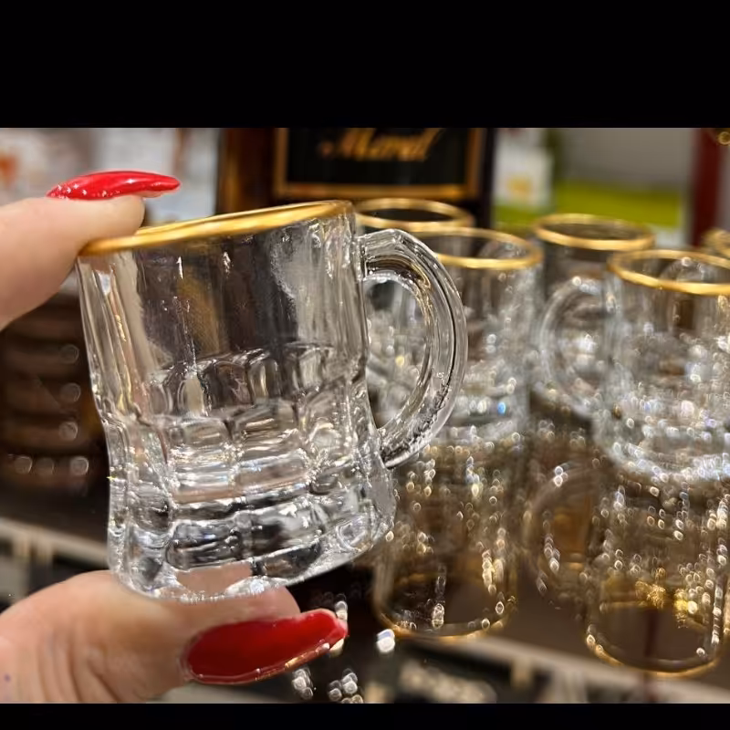 شات دسته دار لب طلا فانتزی بسته 6عددی ارسال رایگان 
