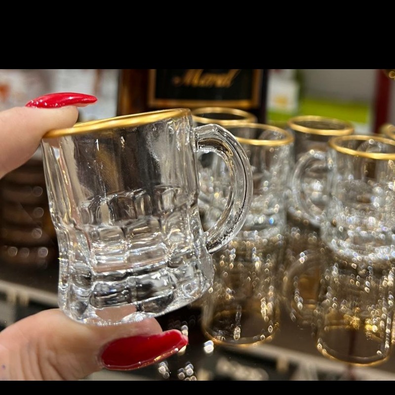 شات دسته دار لب طلا فانتزی بسته 6عددی ارسال رایگان