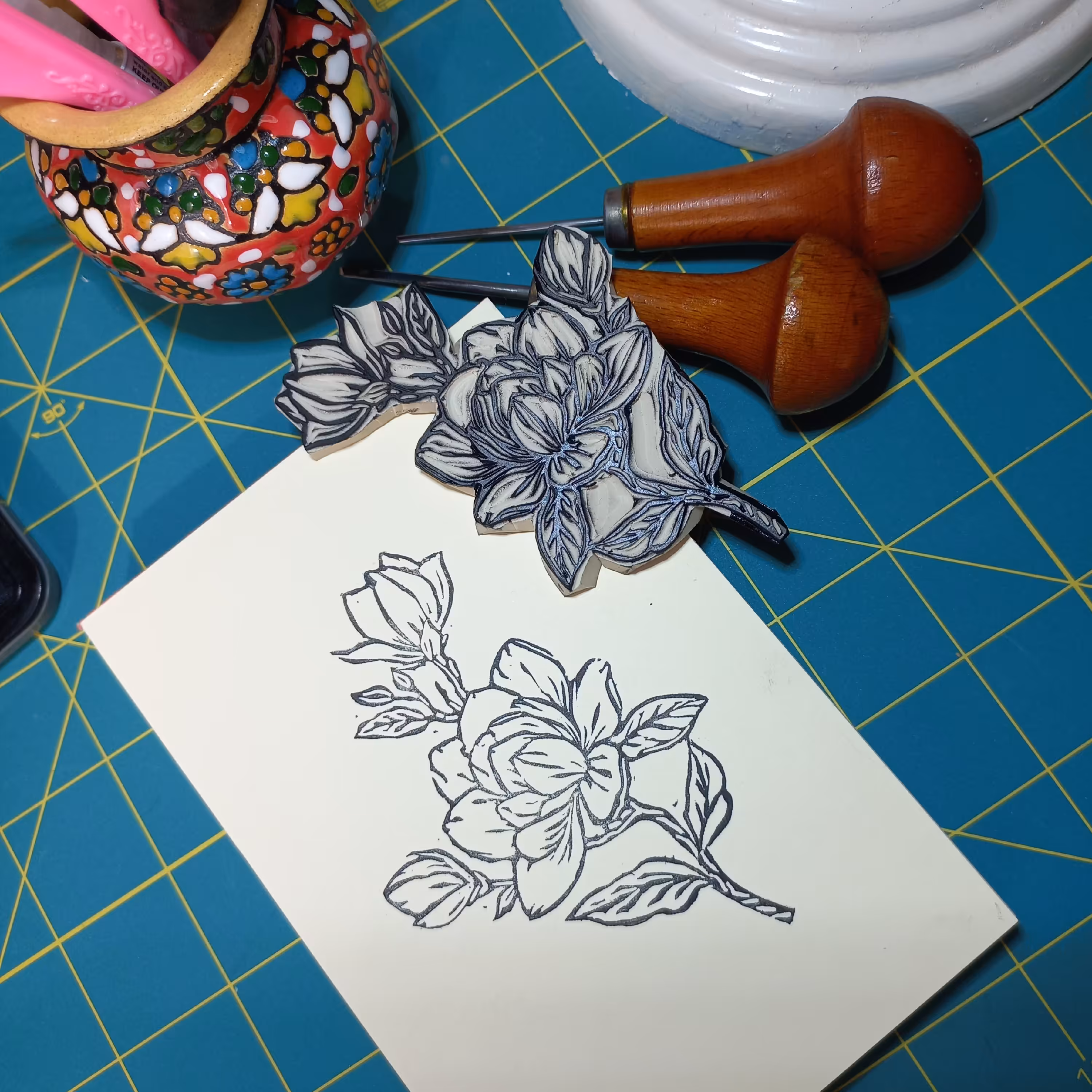 مهر دستساز حرفه ای طرح گل 6