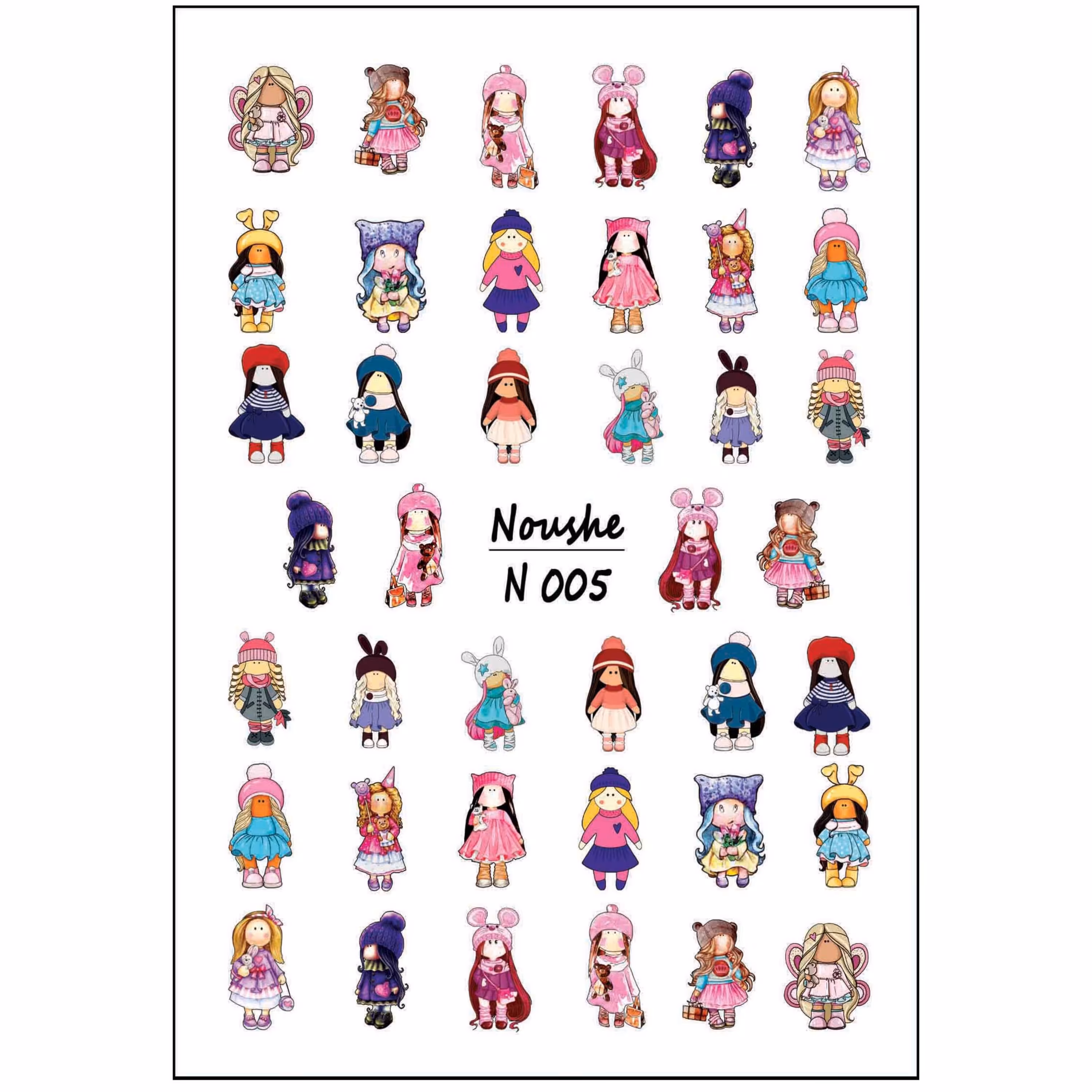 لنز ناخن نوشه مدل عروسکی کد N005