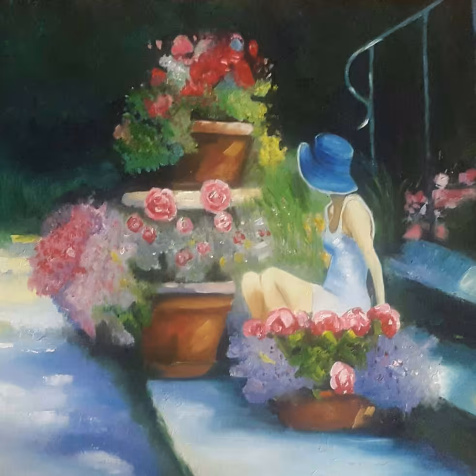 تابلو نقاشی رنگ روغن.انتظار(40در50)