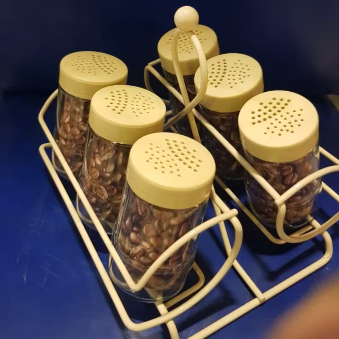 جا ادویه ای شیشه ای 6 تیکه در رنگ های متنوع