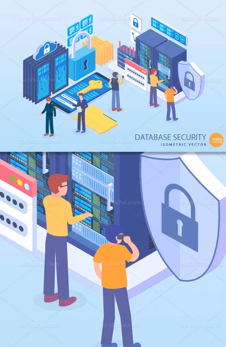 وکتور ایزومتریک امنیت اطلاعات | گرافیک با طعم تربچه