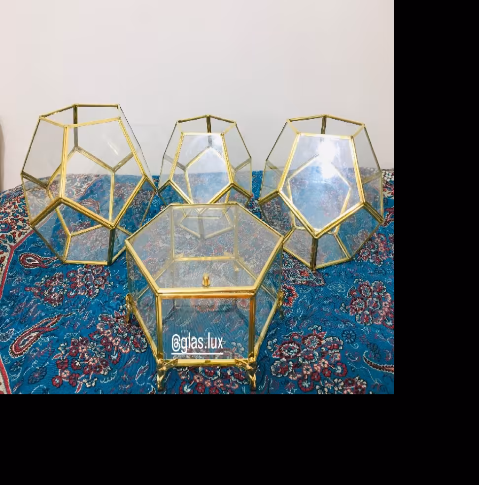 ست سه سایز باکس چندضلعی بدون درب رنگ طلایی 