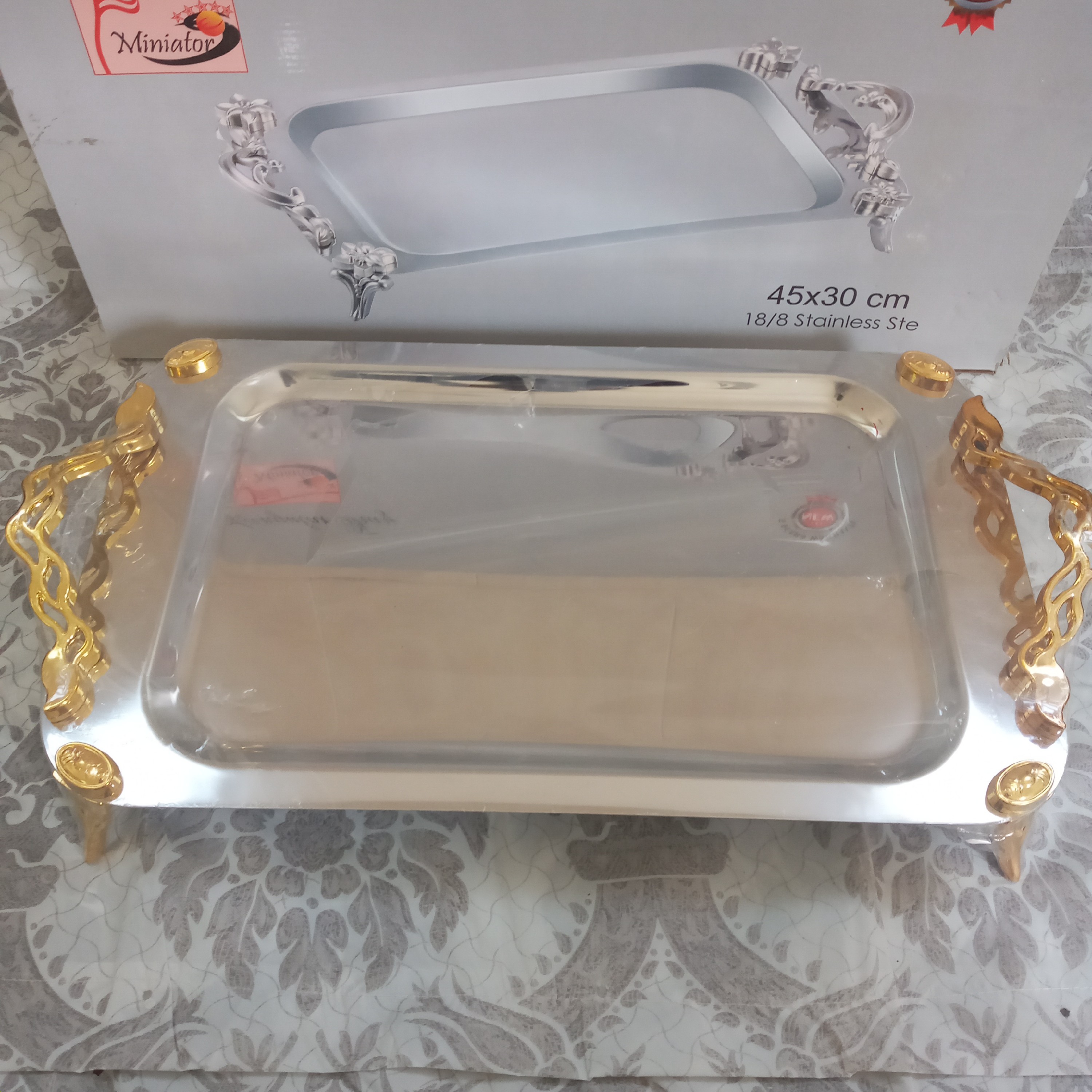 سینی مستطیل استیل 45در 30 سانتی متر Stainless ste  18.8