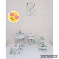 ست اکسسوری خرس نانان رنگ اسپورت هم دخترانه هم پسرانه سیسمونی نوزاد 