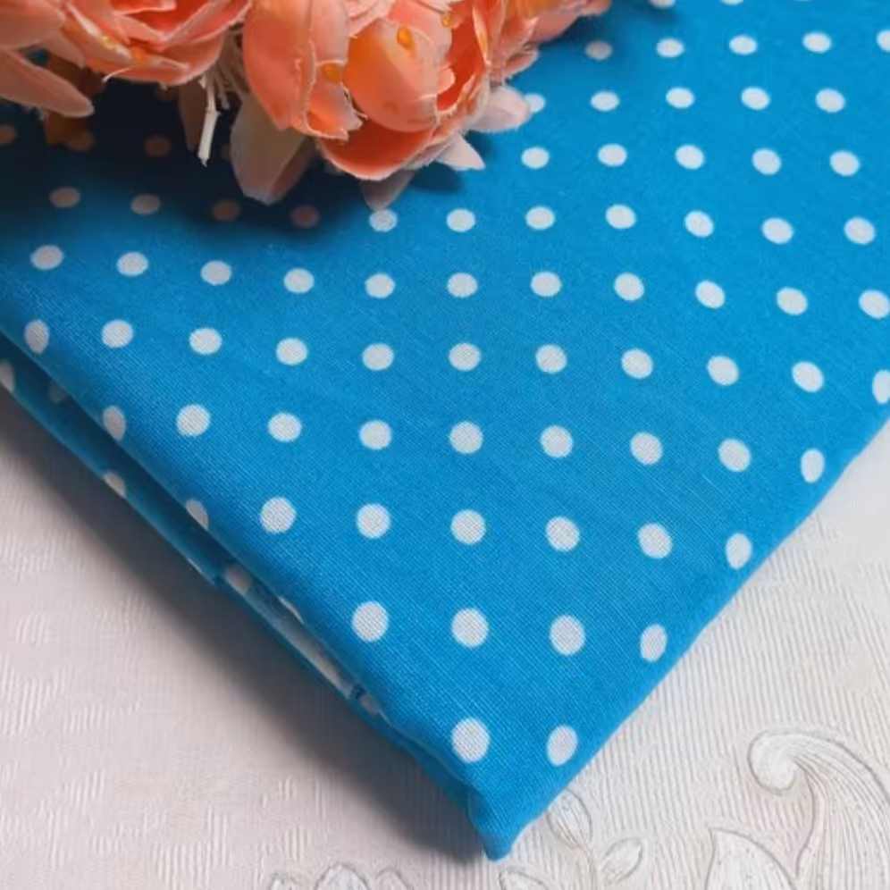 پارچه تترون توپ توپی آبی(یک متری )