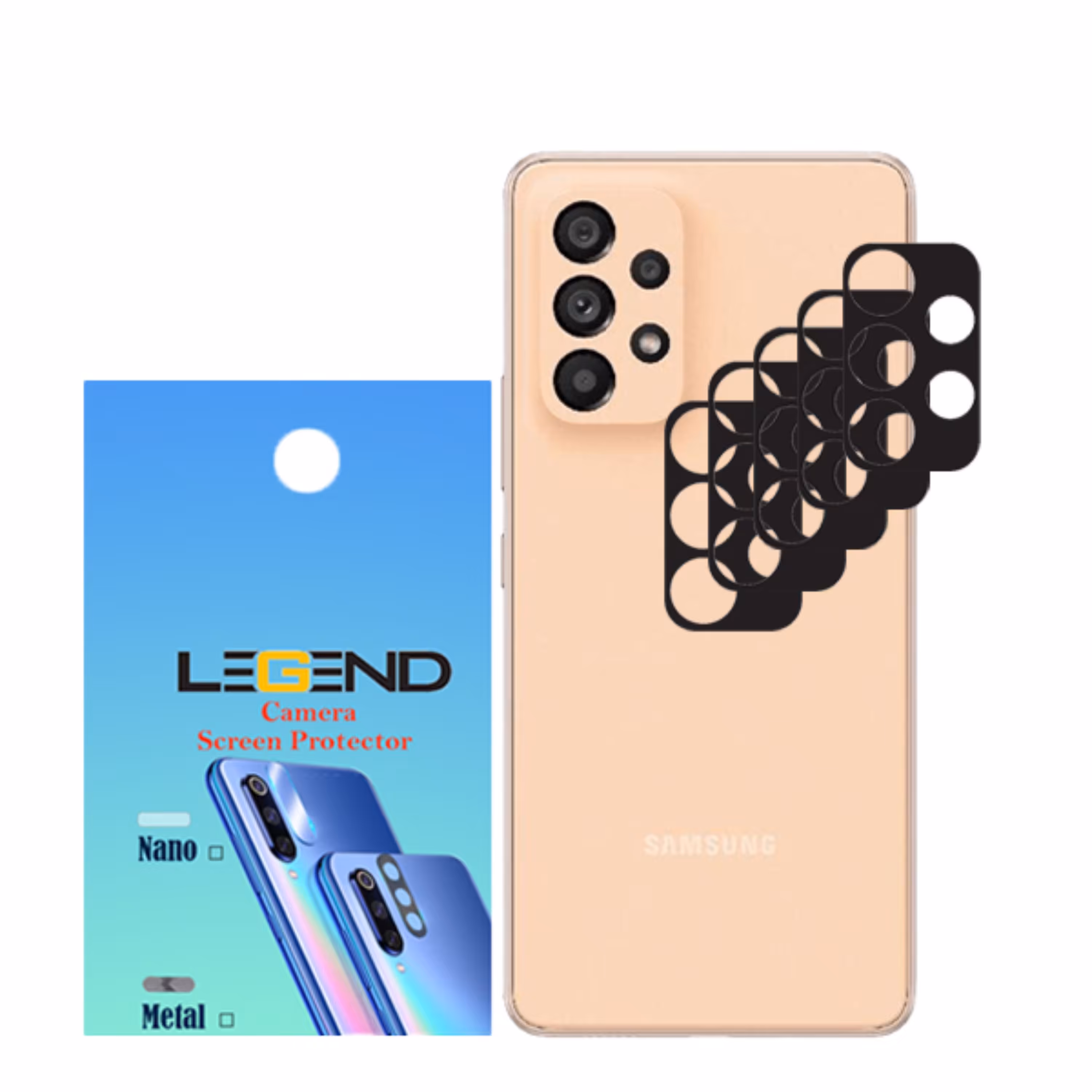 محافظ لنز دوربین فلزی مدل LEGEND مناسب برای سامسونگ Galaxy A53 5G بسته 5 عددی