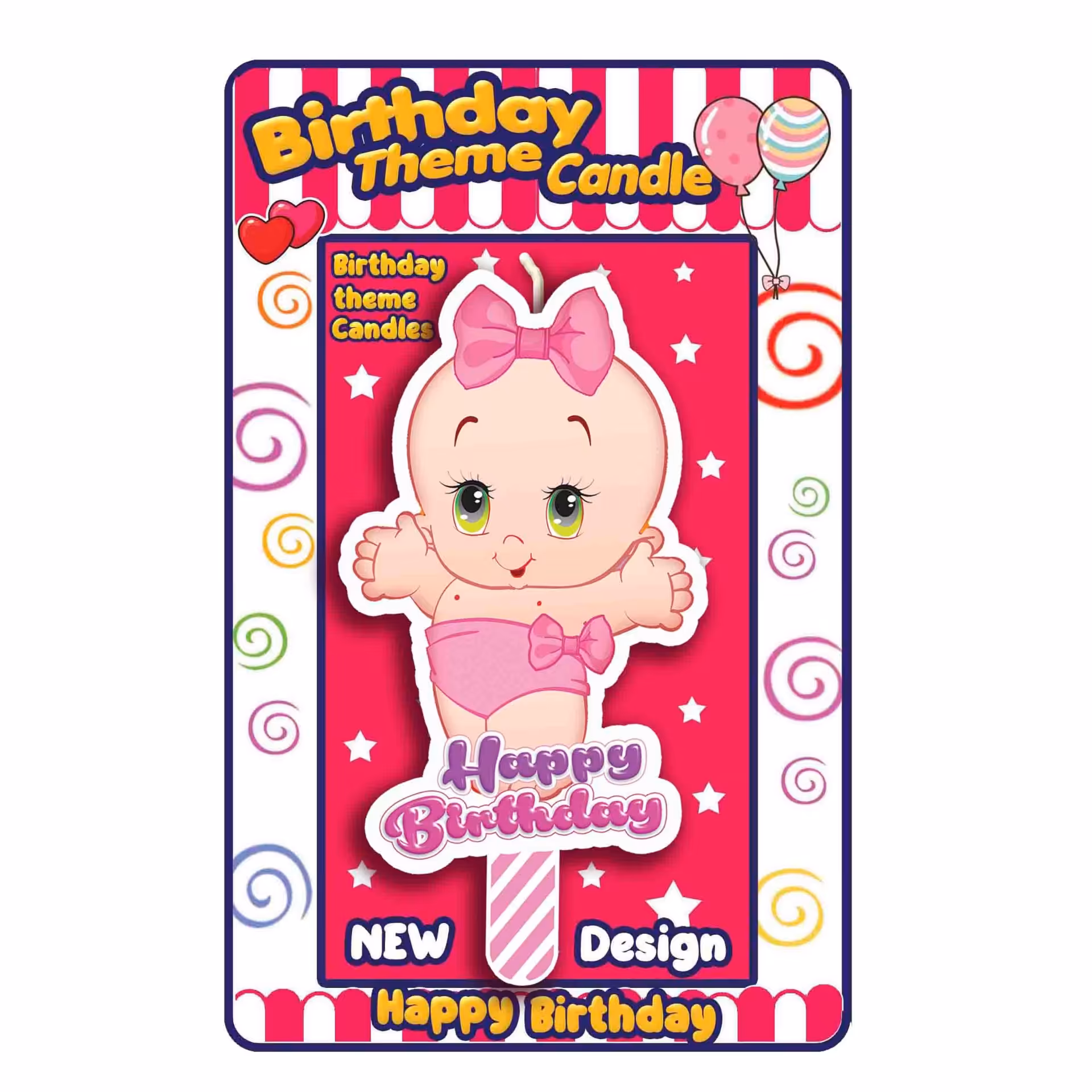 شمع تولد پارافین(شخصیت) بچه دختر baby girl تک و عمده(24 عدد)