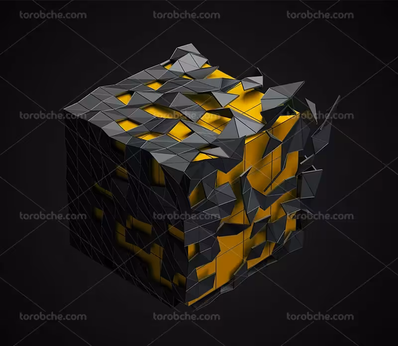 بک گراند مکعب مشکی زرد | گرافیک با طعم تربچه