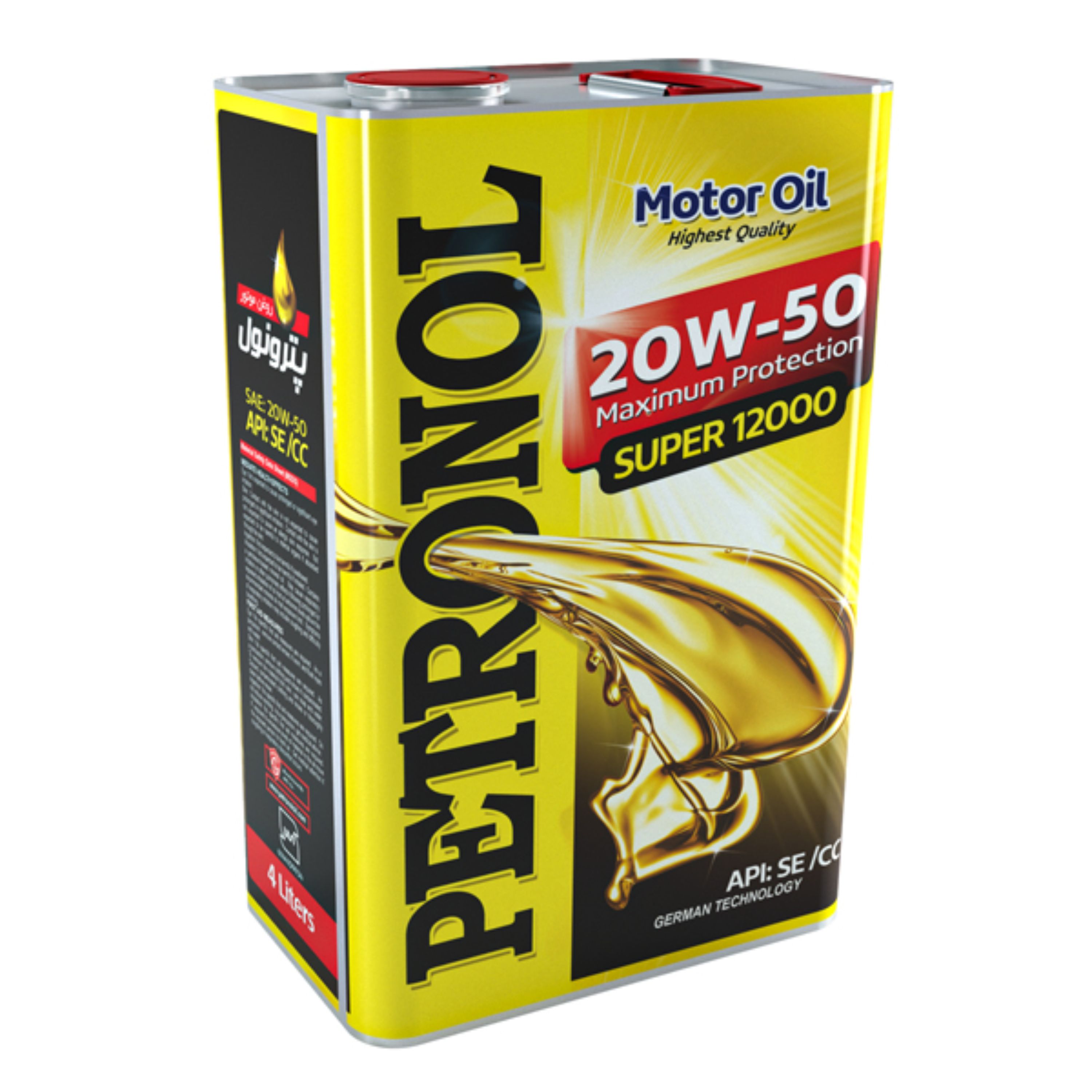 روغن موتور خودرو پترونول سوپر 12000 20W50 فلزی حجم 4 لیتر
