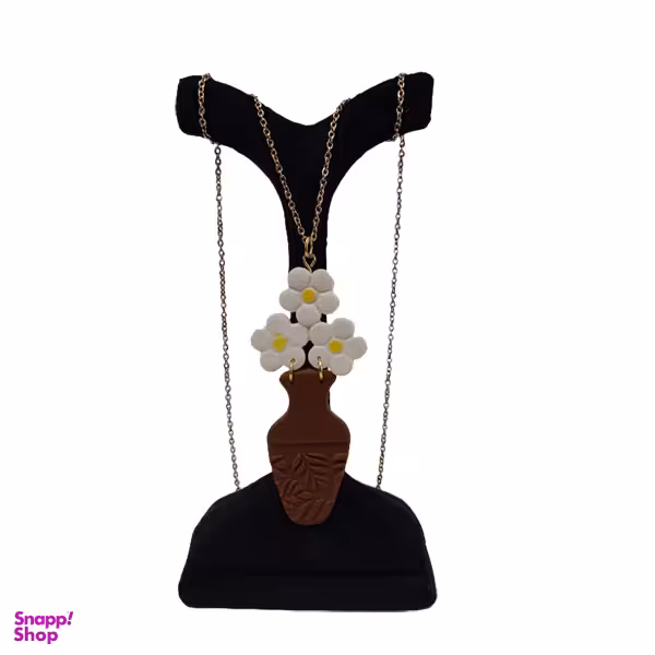 گردنبند خمیر پلیمری طرح گلدان کد C2