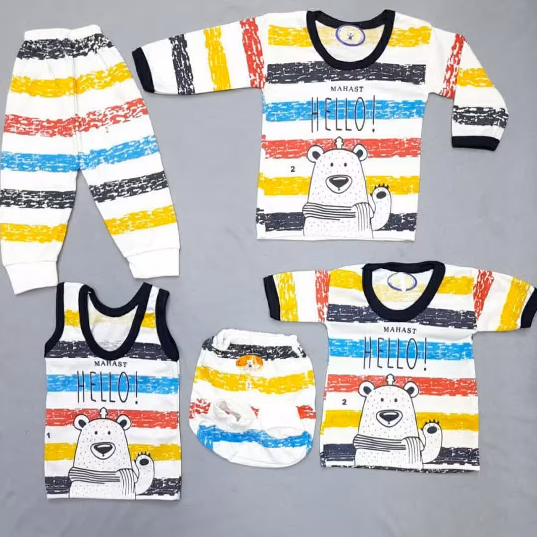 لباس 4 تکه نخی  نوزاد