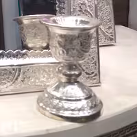 شمعدون مینیاتوری طرح گل و مرغ قلمزنی