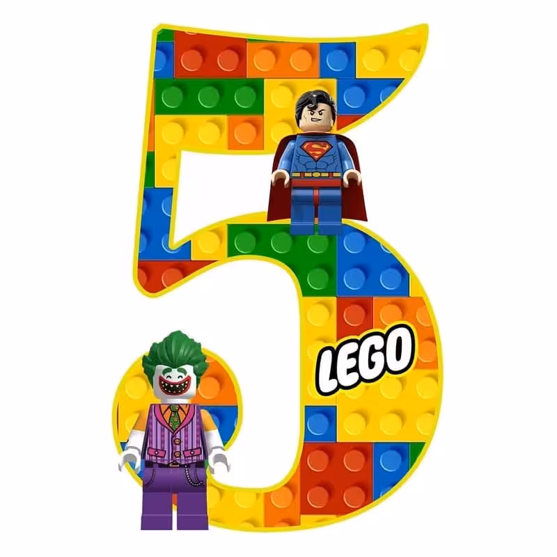 استند رومیزی تولد مدل عدد 5 طرح لگو