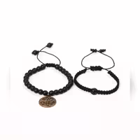 دستبند ست با سنگ اونیکس و بافت مشکی