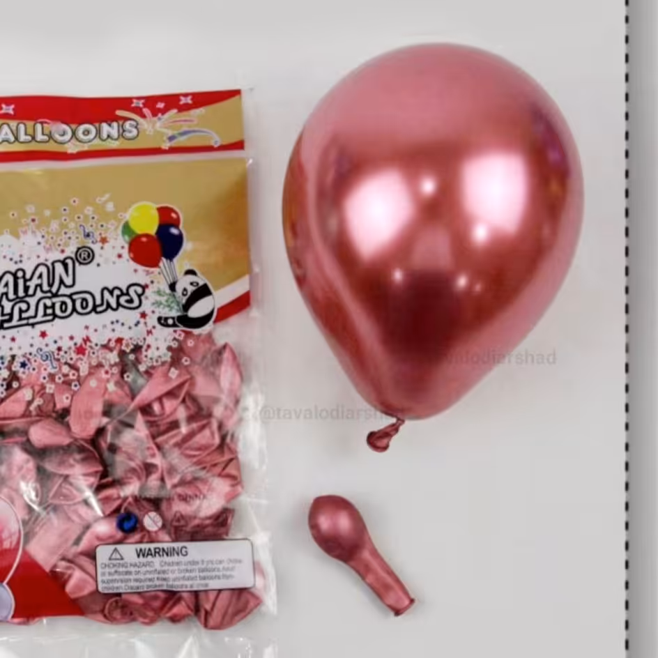 بادکنک کروم 6اینچ صورتی100 عددی