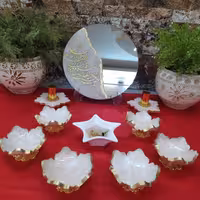 هفت سین رزینی  گل پنج پر پایه دار  طرح مرمر 