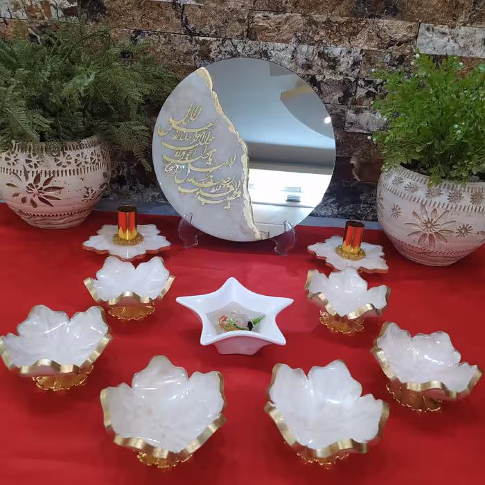 هفت سین رزینی  گل پنج پر پایه دار  طرح مرمر 