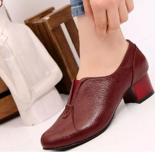 کفش چرم طبیعی قالب استاندارد پاشنه 3 تمام چرم طبیعی