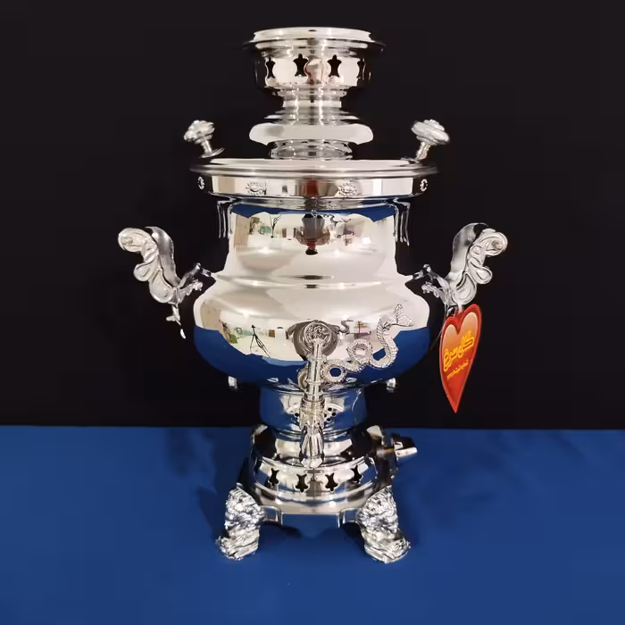 سماوز گازی 6 لیتر گل سرخ مدل گلابی ساده