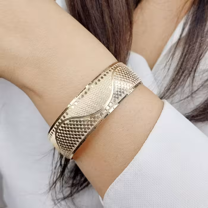 النگو طلاروس طرح پوست ماری سایز3  کد10195