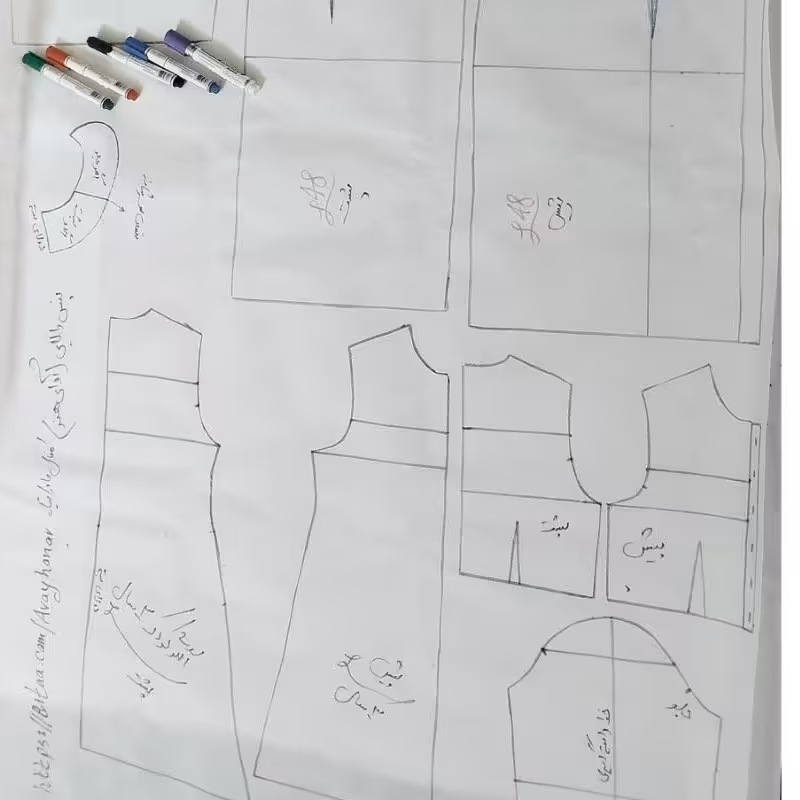 الگوی کودک  بالاتنه و شلوار و استین با متد ترک از2تا12سال با ضمانت دوخت
