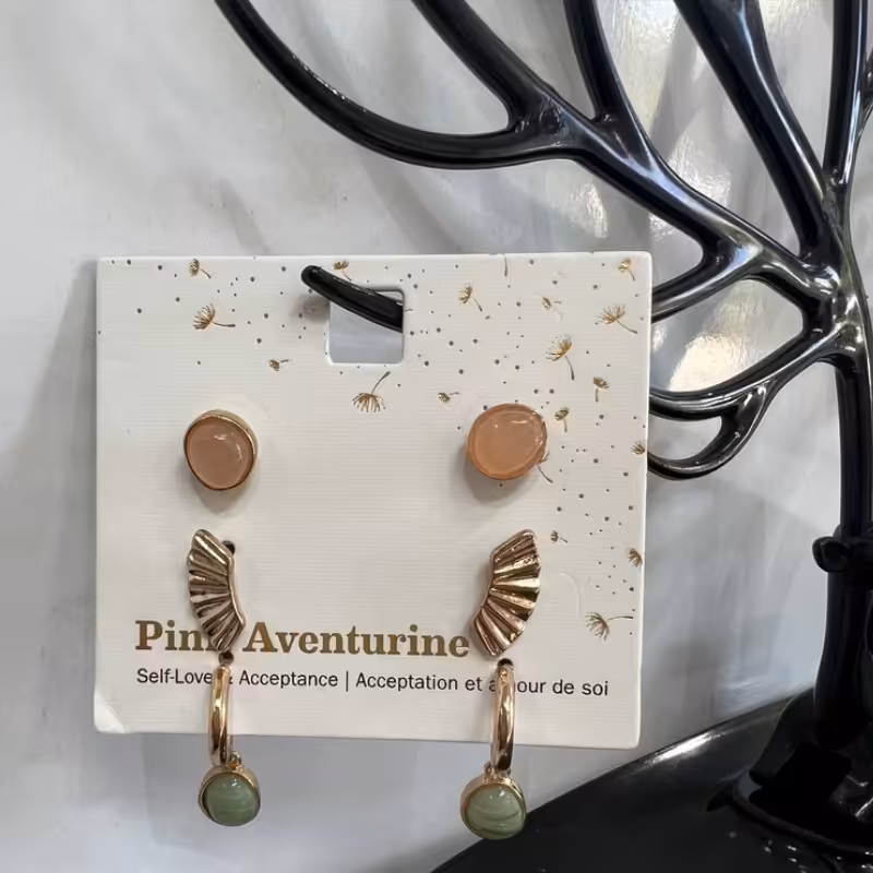 گوشواره،مدل سه جفتی،رنگ ثابت،قفل میخی