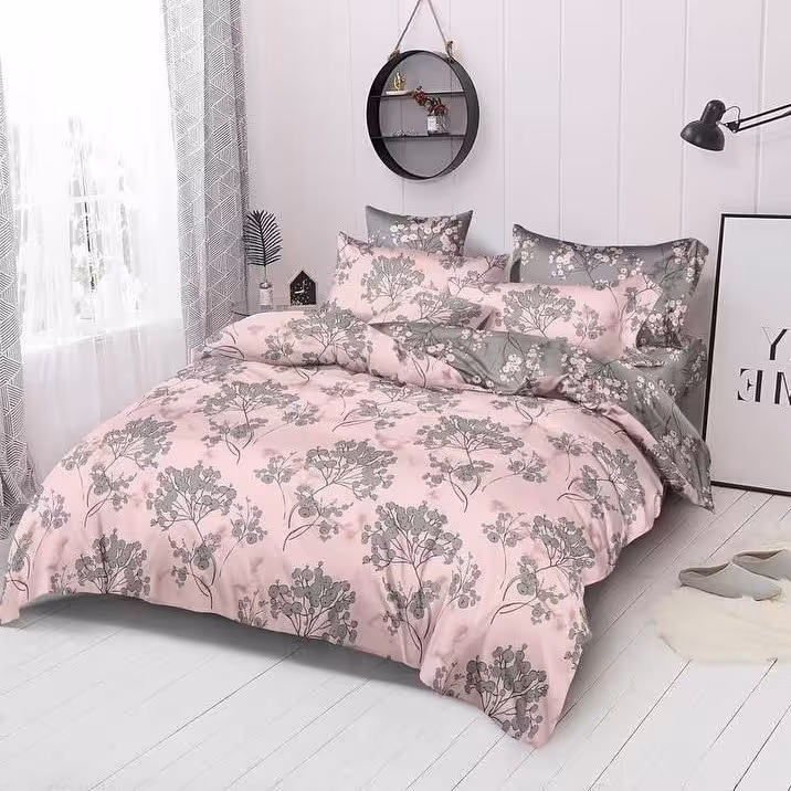 روتختی یک نفره دورو طرح دار  4 تیکه جنس نخ کتان 