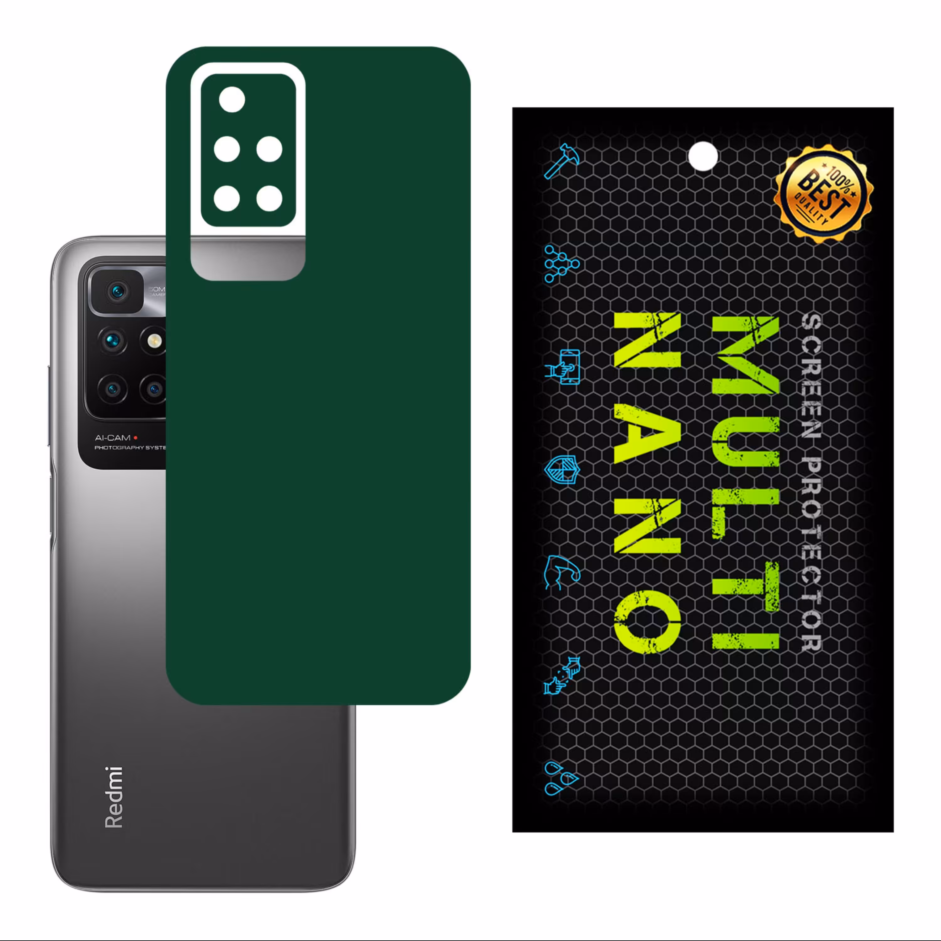 برچسب پوششی MultiNano مدل X-F1M-Green برای پشت موبایل شیامی Redmi 10 Prime
