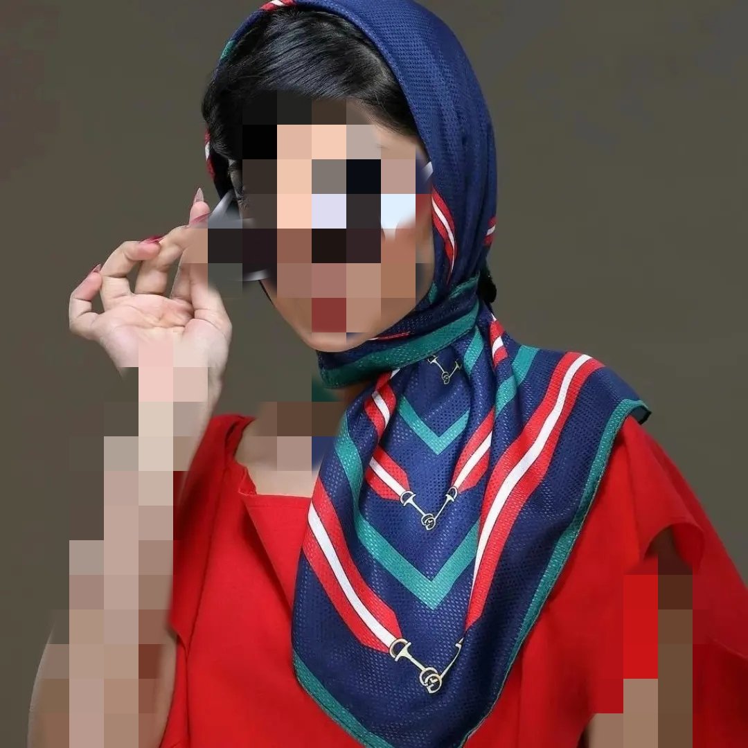 روسری مینی نخ نگینی زمینه سرمهای