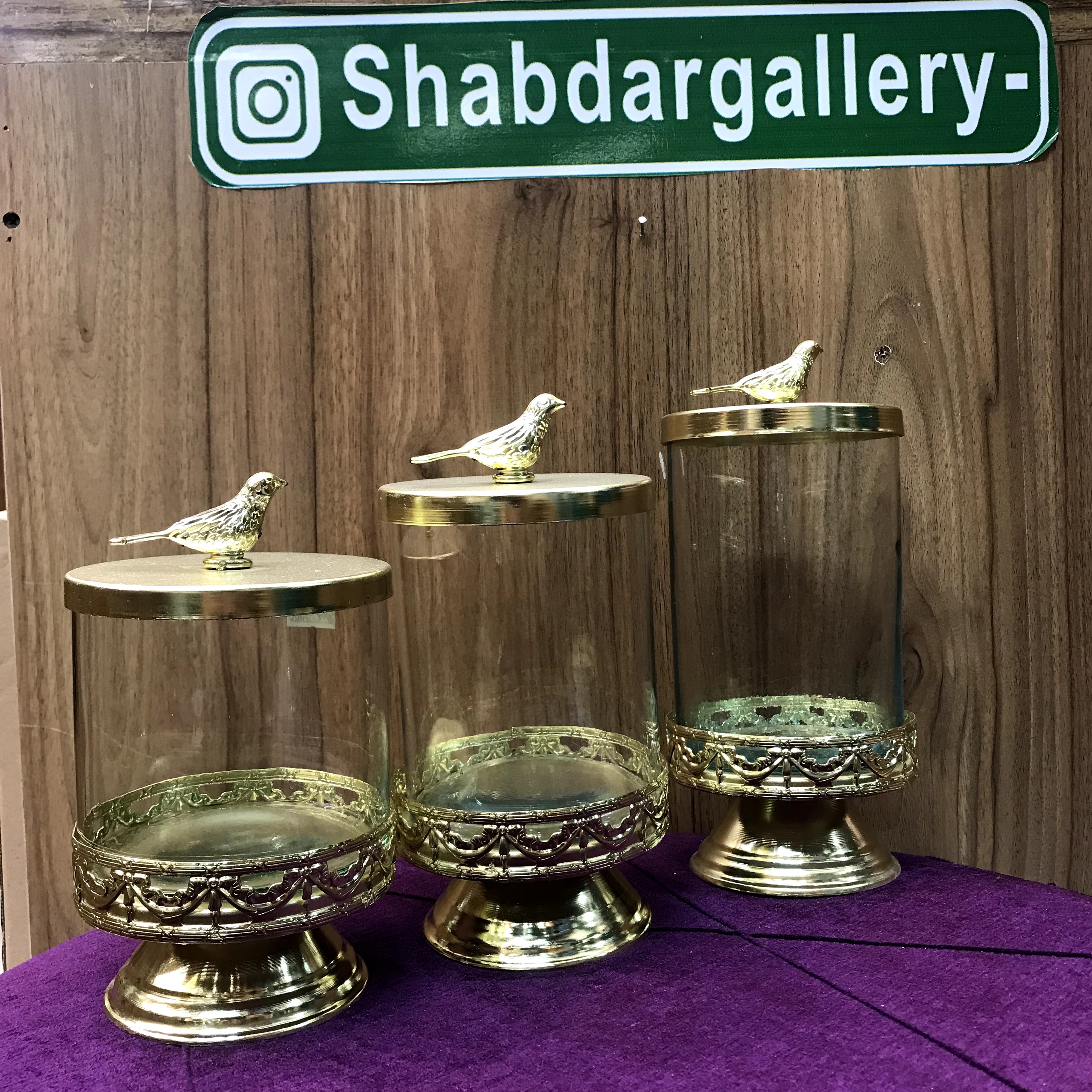 پاسماوری بانکه جا ادویه ای پایه دار 3تیکه طرح کبوتر