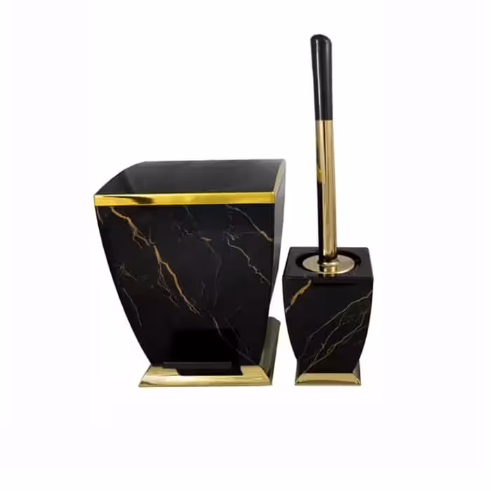 سطل و فرچه آوا ماربل مشکی طلایی هارمونی