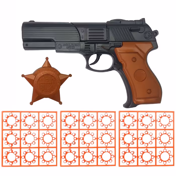 تفنگ اسباب بازی به همراه 3 بسته تیر ترقه ای