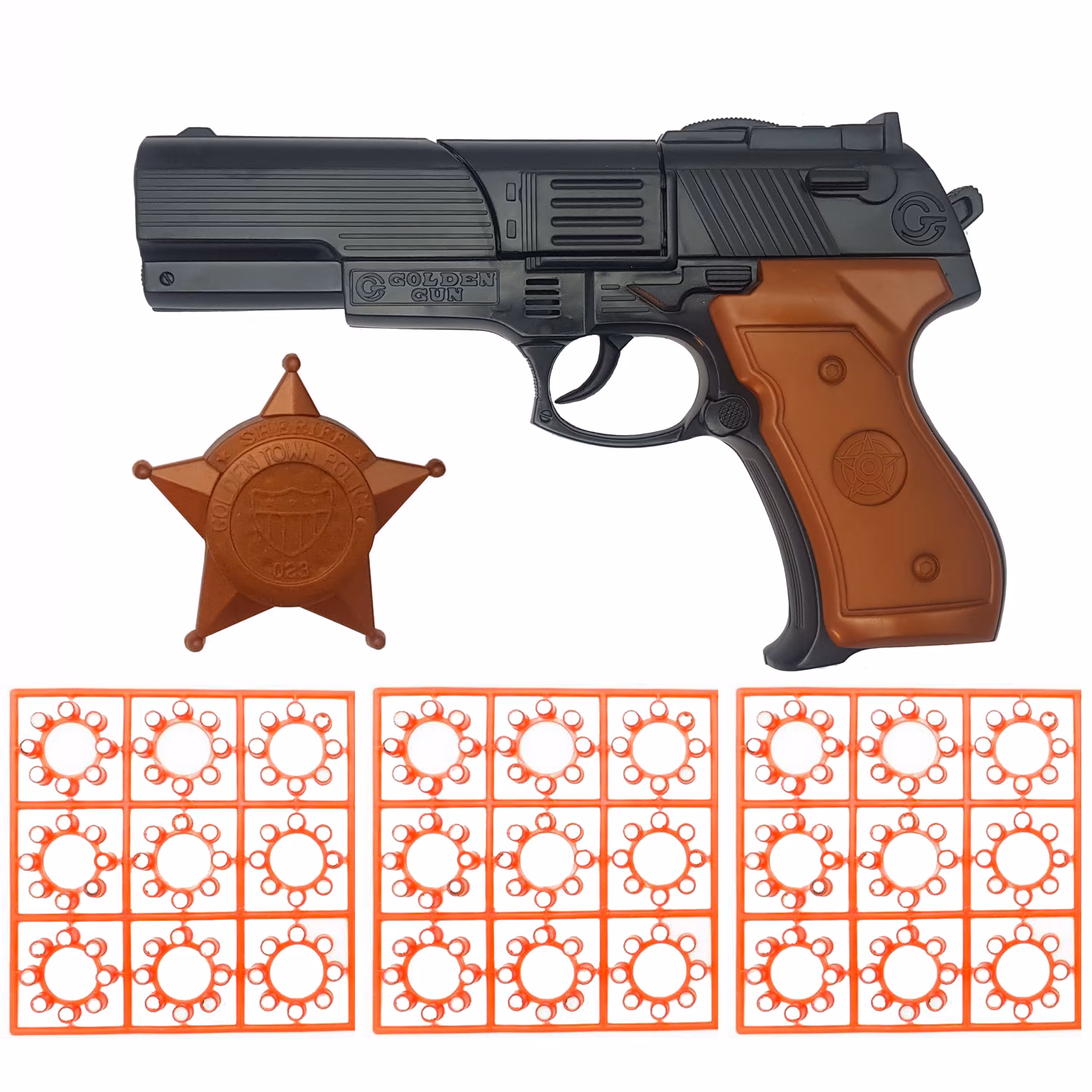 تفنگ اسباب بازی به همراه 3 بسته تیر ترقه ای