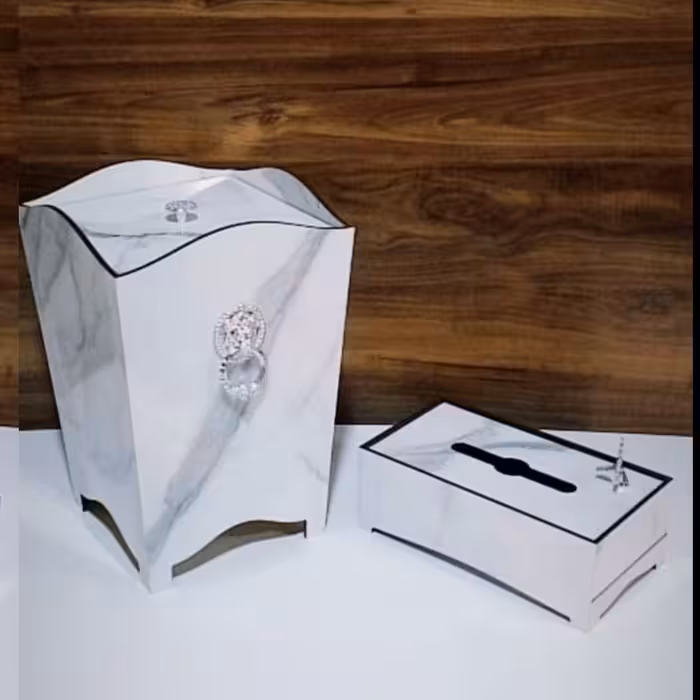 ست سطل و جا دستمال طرح سنگ کد 303